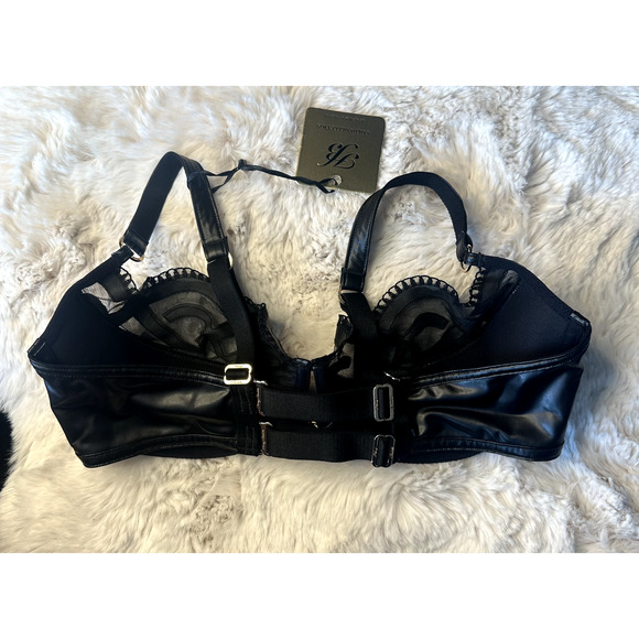 Honey Birdette CLAIRE🖤 Black & Gold Faux Leather Bra 34DD - Picture 3 of 5